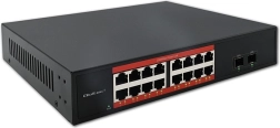 Gigabitový poe switch 16× rj45 a 2× sfp, 1000 mb/s, kovové šasi