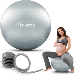 Těhotenský a fitness míč 65 cm NUKIDO s pumpičkou, šedý