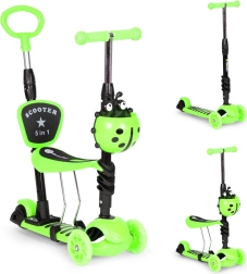 Dětská tříkolka se svítícími kolečky 3v1 - zelená ECOTOYS