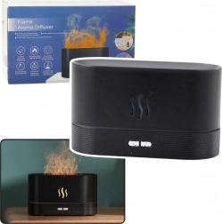 Ultrazvukový zvlhčovač vzduchu s efektem plamene, černý, 180 ml