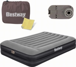 Bestway dvoulůžková nafukovací matrace s vestavěnou elektrickou pumpou a polštářem 203 × 152 × 46 cm
