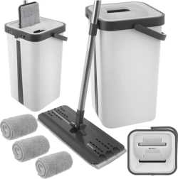 Plochý mop RUHHY s dvojkomorovým vědrem 11 l a 3 mikrovláknovými návleky