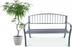 Zahradní kovová lavice s opěrkou v grafitové barvě