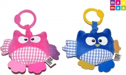 Vibrující plyšová sova nad postýlku, chrastítko 21 cm