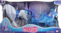 Kůň s modrým kočárem – svítící a hrající hračka na baterie