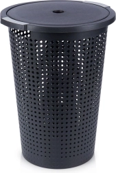 Plastový koš na prádlo s víkem 35 l, černý