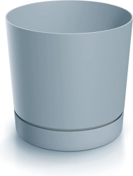 Květináč TUBO P s miskou 12,8 cm – Světle šedá