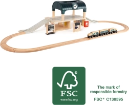 dřevěná vláčkodráha s nádražím small foot