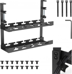 podstolní organizér kabelů s dvojitou policí 40 cm s upínáním