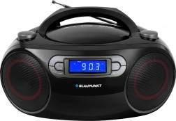 Přenosný boombox s FM, CD/MP3, USB, AUX, hodinami a budíkem
