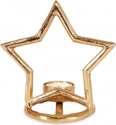 Hvězdicový svícen na čajové svíčky, zlatý hliník 15,5 cm