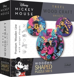 Dřevěné oboustranné puzzle TREFL Wood Craft Origin Mickey Mouse 505 dílků