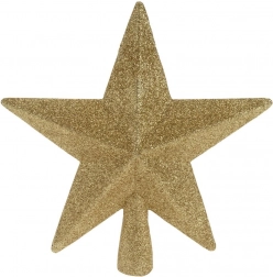 Zlatá netříštivá hvězda na špičku vánočního stromku 19 cm