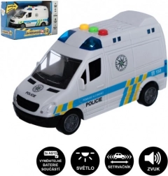Policejní dodávka na setrvačník se světlem a zvukem, 15 cm