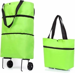 Skládací nákupní taška na kolečkách – zelená