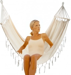 Zahradní boho houpací síť pro dvě osoby 200 × 150 cm se střapci