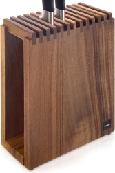 Dřevěný stojan na nože z ořechového dřeva s přihrádkami