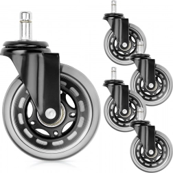 Kancelářská kolečká z kaučuku 75 mm, čep 10 mm, sada 5 ks