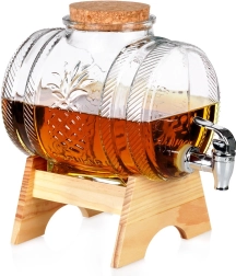 Skleněný dávkovač nápojů s kohoutkem a bambusovým stojanem 3 l