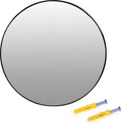 Nástěnné kulaté zrcadlo 80 cm s černým hliníkovým rámem ModernHome