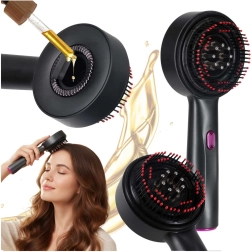 Elektrický masážní kartáč na pokožku hlavy s infračerveným světlem a aplikátorem olejů, USB, černý