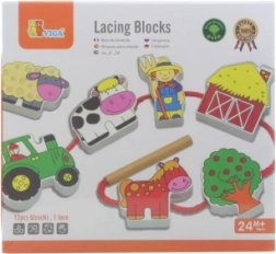 VIGA Dřevěné Provlékací Farmářské Bloky Montessori