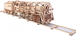 Mechanické dřevěné puzzle UGEARS - Parní lokomotiva s tendrem