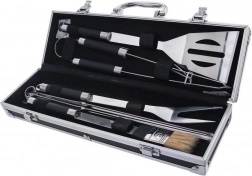 Ocelová sada grilovacího náčiní v kufříku, 9 dílů
