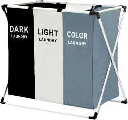 Koš na prádlo s třemi přihrádkami a organizérem 135L