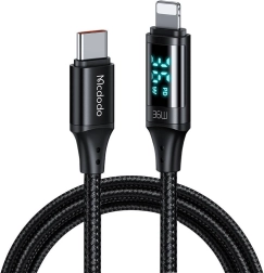 Mcdodo USB‑C na Lightning kabel 36 W s LED displejem 1,2 m černý