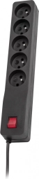 Přepěťová prodlužovací zásuvka ZX 510, 5 zásuvek, černá, kabel 2,5 m