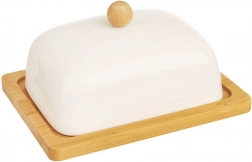 Porcelánová máslenka Whiteline s bambusovou základnou