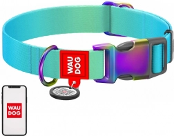 Nylonový obojek pro psy s QR kódem WAUDOG, modrý