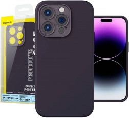 Baseus silikonové pouzdro pro iPhone 14 Pro včetně tvrzeného skla a čisticí sady