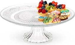 Skleněný podnos na dort na nožce 25 cm