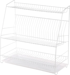 Třípatrový odkapávač na nádobí 50 cm bílý s odkapávací táckou