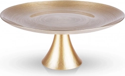 Skleněný zlatý stojan na dort na nožce 28 cm