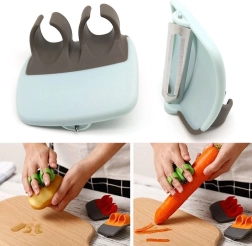 Škrabka na zeleninu a ovoce s úchyty na prsty - černá a modrá