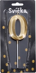 Párty svíčka číslo 0 zlatá