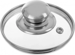 Skleněná poklice 10 cm s nerezovým okrajem a úchytem