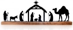 Betlém ze dřeva a kovu mango 51 × 5 × 18 cm