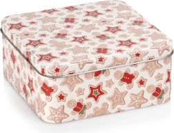 Kovová vánoční dóza na sušenky 15 × 15 × 6,5 cm