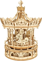 Dřevěný kolotoč - 3D Skládačka s Hrací Skříňkou