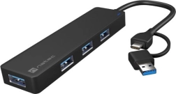 USB hub NATEC Mayfly 4× USB 3.0 s adaptérem USB‑C/USB‑A, černý
