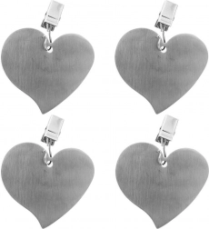 Ocelové klipsy na ubrus ve tvaru srdce, sada 4 ks