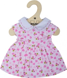 Bigjigs Toys růžové šaty se srdíčky pro panenku 34 cm