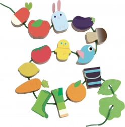 provlékačka zahrádka vilac – dřevěná navlékací hračka pro rozvoj jemné motoriky