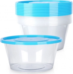 Sada kulatých dóz na potraviny s víčkem 650 ml, 10 ks