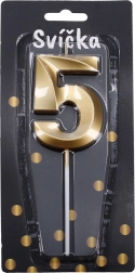 Párty svíčka číslo 5 zlatá