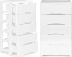 Pojízdná zásuvková skříňka s 5 šuplíky ModernHome bílá